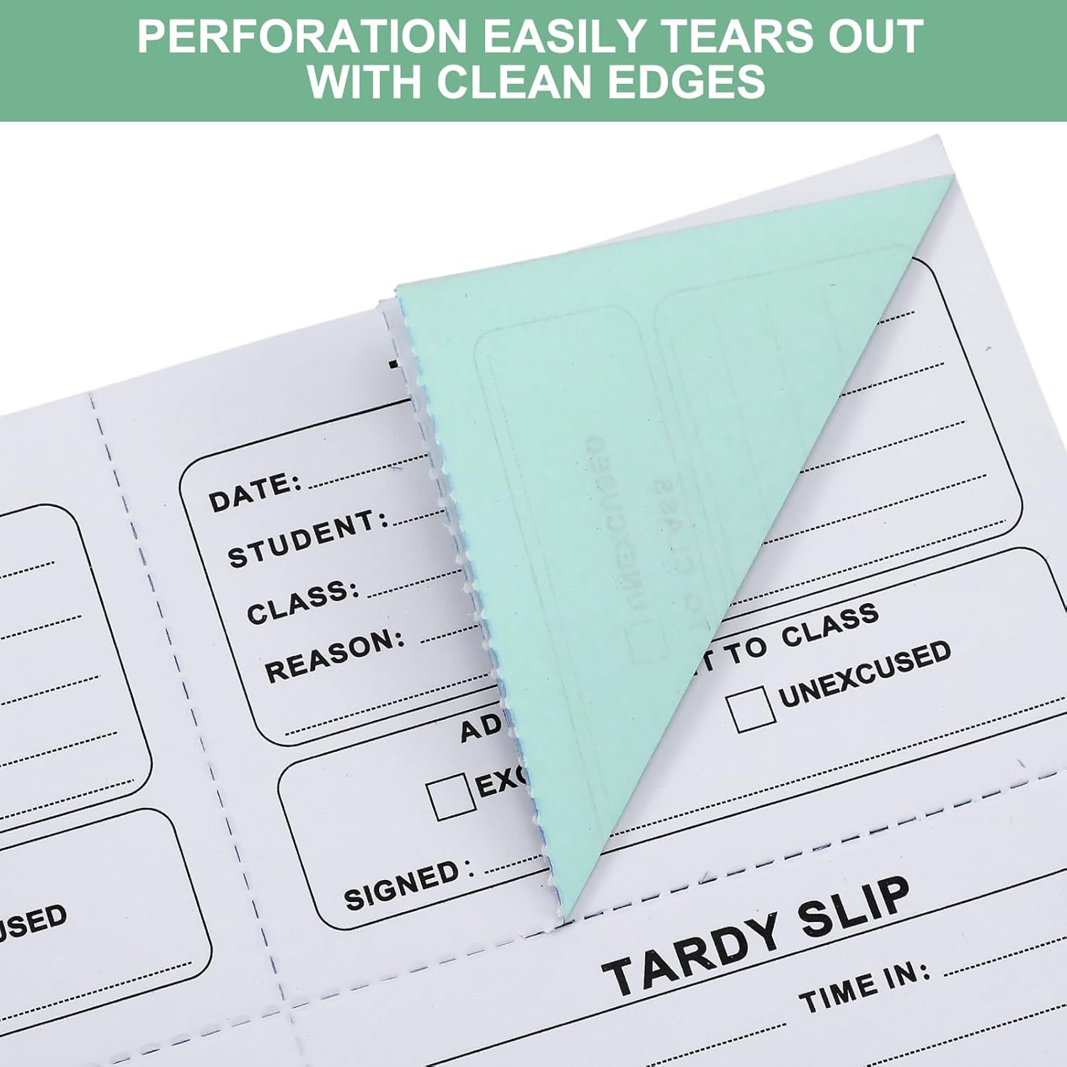 Engrowtic 800 Pcs Tardy Slip Book with Carbonless Duplicates 3.5 x 4.3 Inch Tardy Slips Per Book Form Register Copy Notebook for Student Late Arrivals Easy Removal Fold and Tear(Green and White)