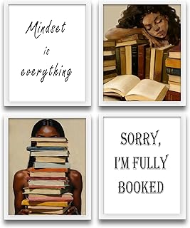XUNLURY Vintage African American Bookish Wall Art Prints Unframed Set of...