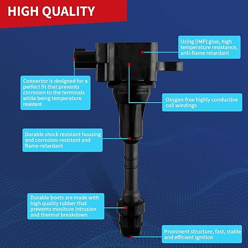 Vista 4 de Bobina de encendido OEM UF350 C1398 5C1395 compatible con Nissan Altima Sentra X-Trail 2002-2008 - Motores L4 2.5L - 1 paquete