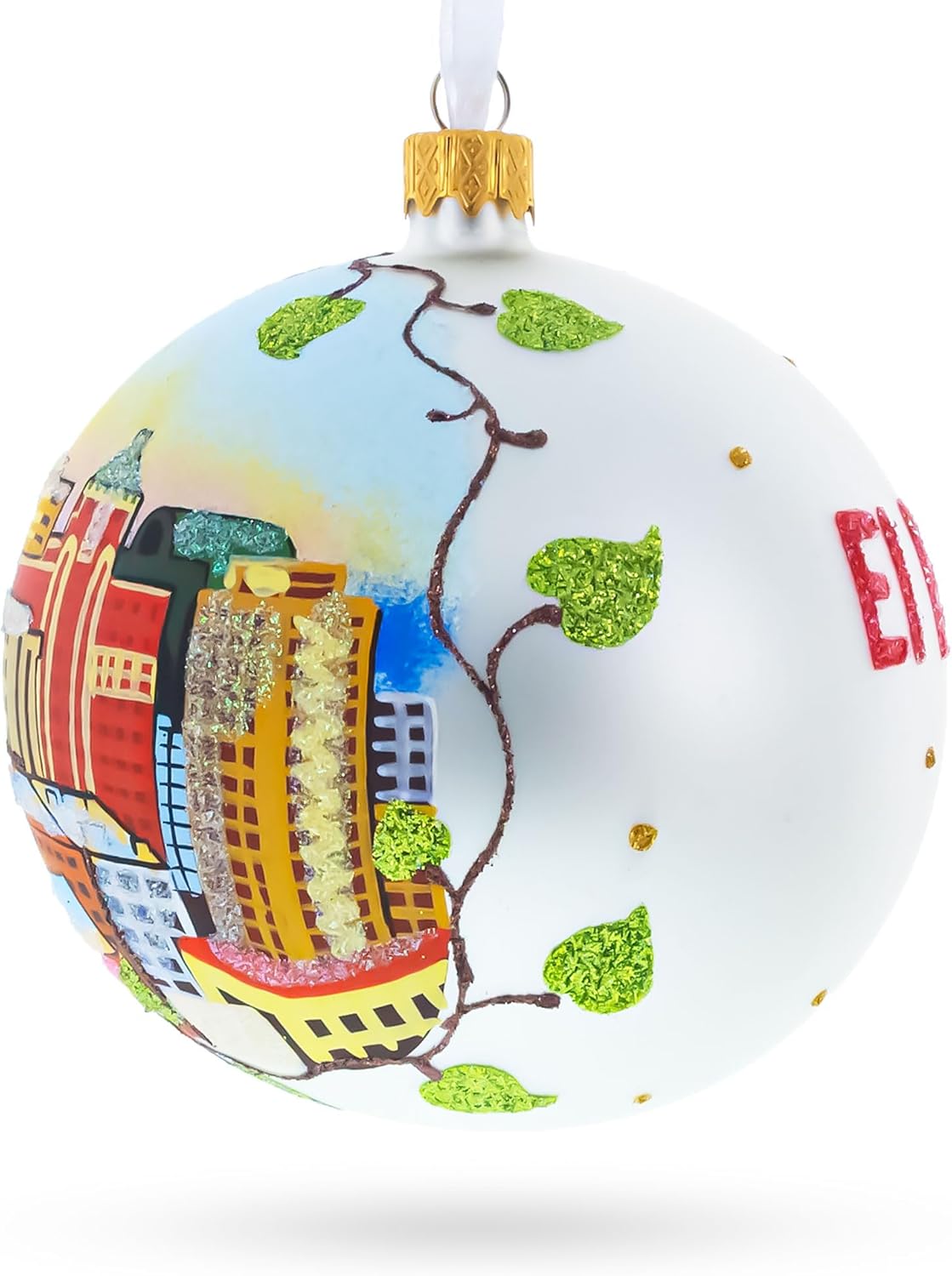 El Paso, Texas, USA Glass Ball Christmas Ornament 4 Inches - Image 3