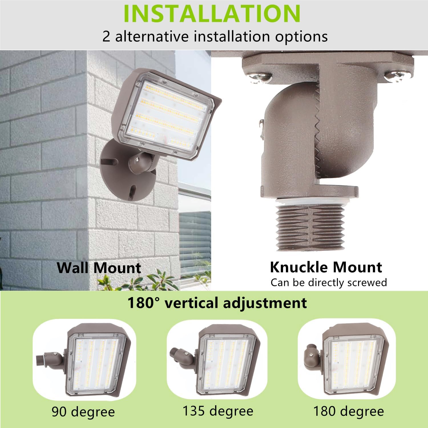 2PACK Outdoor 30W LED Flood Light with Knuckle & Plate, Dusk to Dawn 3000K/4000K/5000K 4200LM Commercial Floodlight Fixture, ETL LED Security Lighting for Landscape, Parking lot, Yard