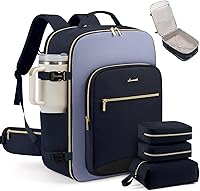 Vista 20 de LOVEVOOK Mochila de viaje de 40 L para mujeres y hombres, equipaje de mano aprobado por aerolíneas con 3 cubos de embalaje, bolsas de noche TSA