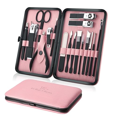 Miniatura 1 de Juego de manicura kit profesional de cortaúñas para el cuidado de la pedicura kit de aseo de mujeres de acero inoxidable 18 piezas para viajes o
