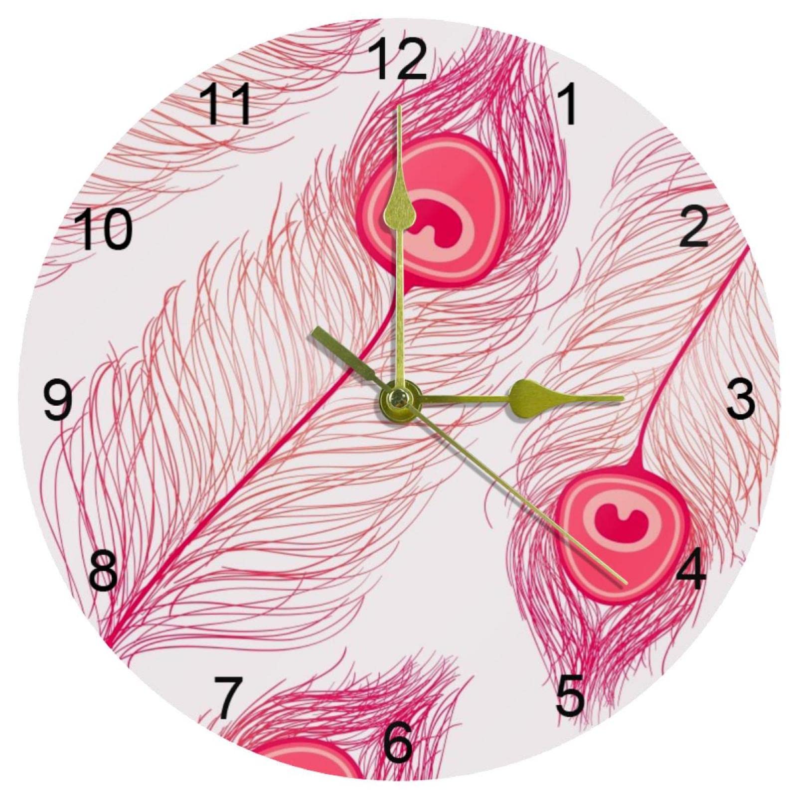 Horloge murale paon anti tic-tac de 25,4 cm pour retrouver le calme au bureau