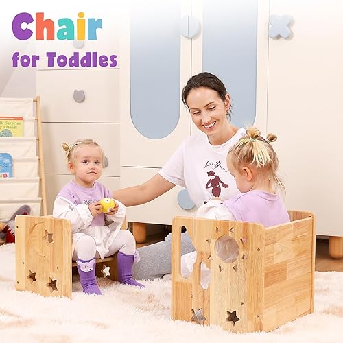 Miniatura 6 de Makigahara Montessori Weaning Table and Chair Set, Handmade Solid Wood Design Toddler Table and Chair Set, 1-3 Year Old Kids Montessori Furniture