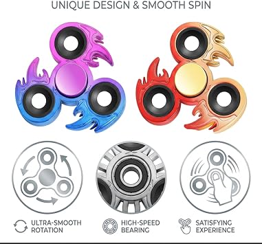 2pcs Fidget for Spinner, Purple-Blue and Red-Gold Wheel Design Ornament, Desk Ornaments for Office People for Stress Relief