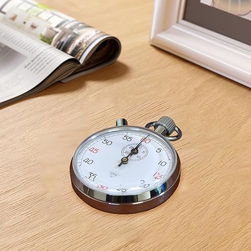 Miniatura 5 de Cronómetro analógico mecánico de acero inoxidable con temporizador de mano de pausa para correr, entrenamiento y experimentos
