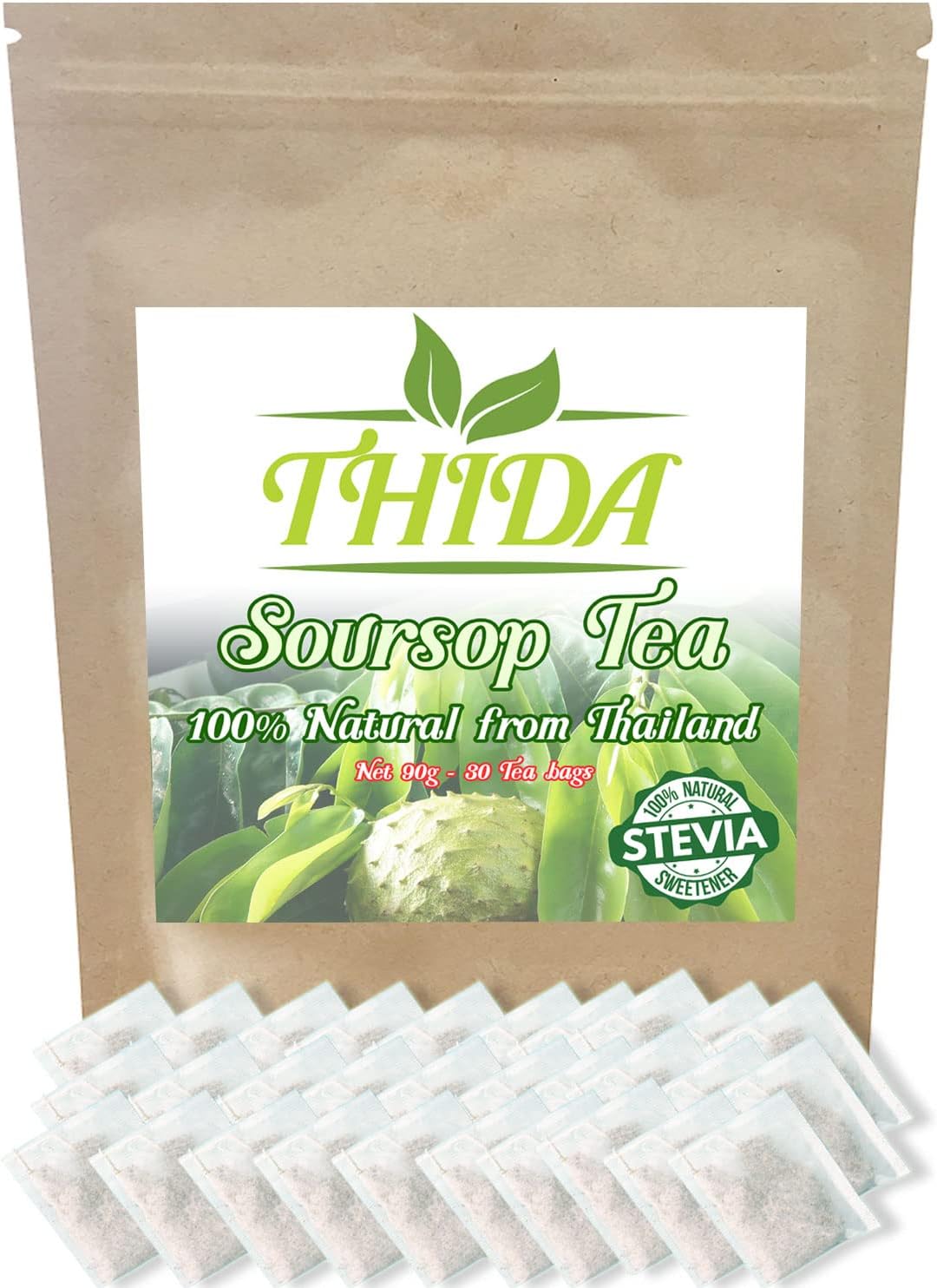 Soursop Tea 30 Bags | Soursop Leaves | Asian Herbal Life Tea From Guanabana Leaves | Graviola Soursop Fruit Tea Supply From Thailand