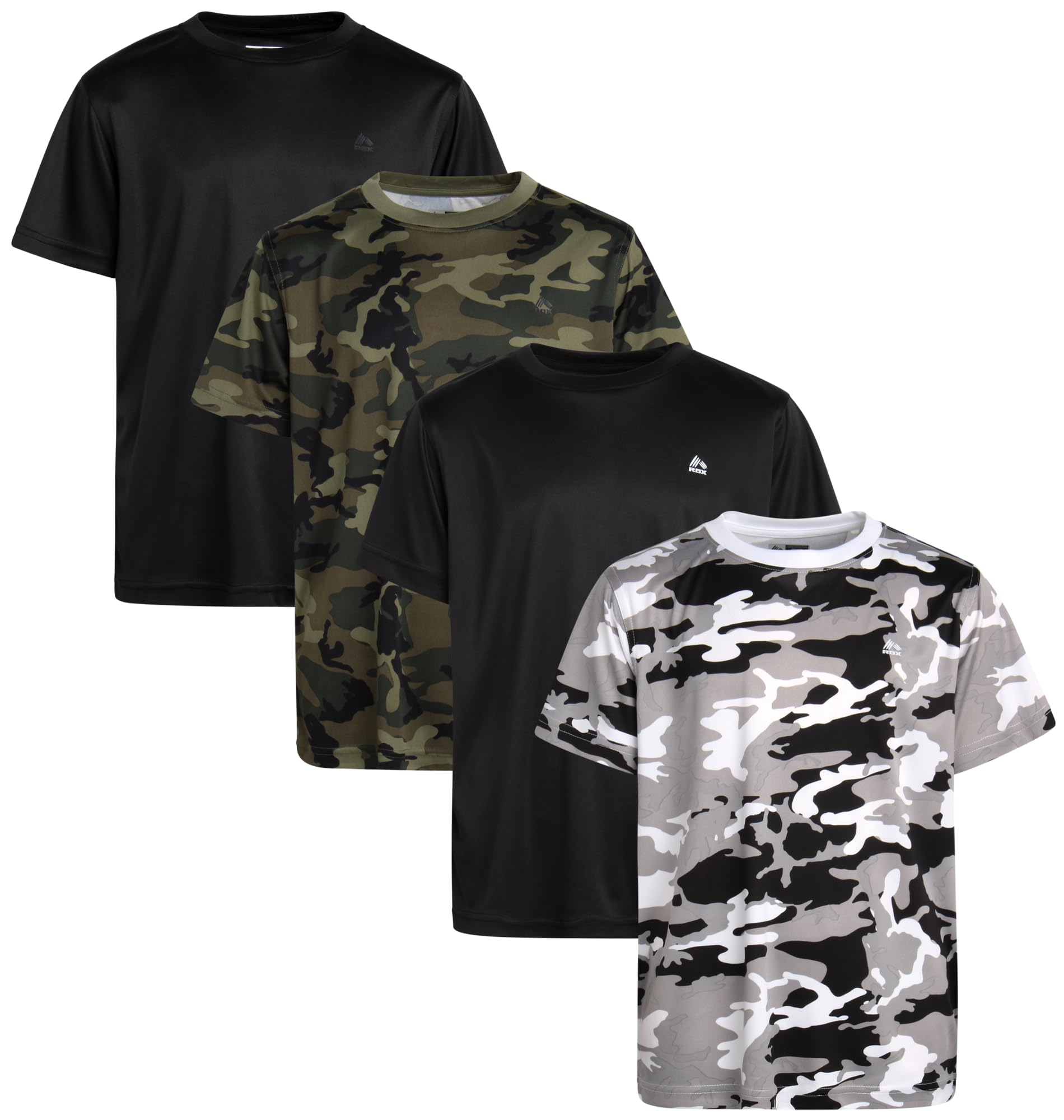 RBX Active Boys Shirts - Paquete de 4 camisetas atléticas de manga corta - Cómodas camisetas deportivas para niños y jóvenes (tallas: 8-20)