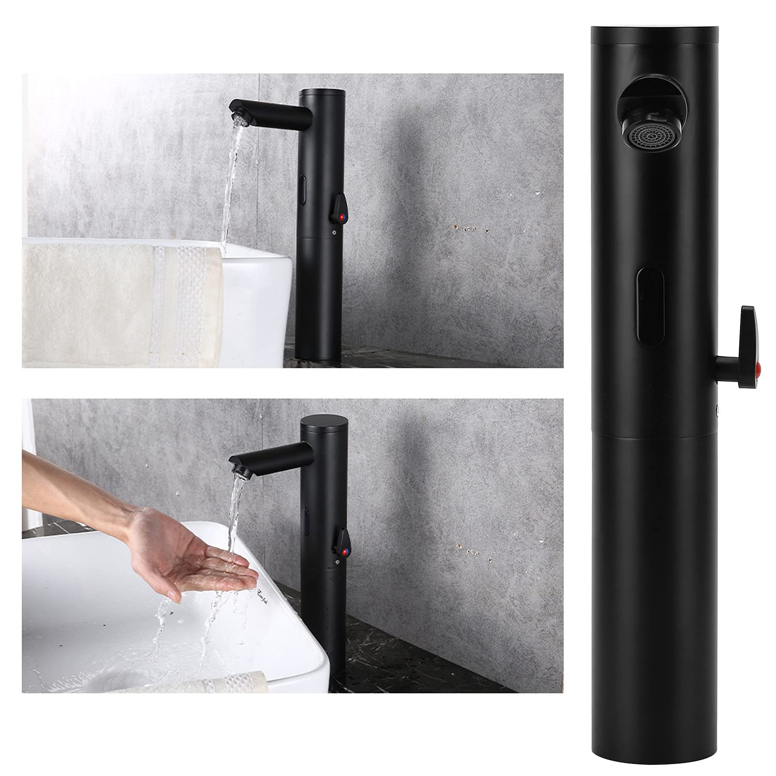 Rubinetto automatico con sensore a infrarossi, rubinetto con sensore in ottone Rubinetto touchless con integrazione calda e fredda nero per cucina e bagno