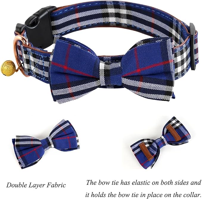 Collar para perro con pajarita ajustable color azul talla S miniatura 3