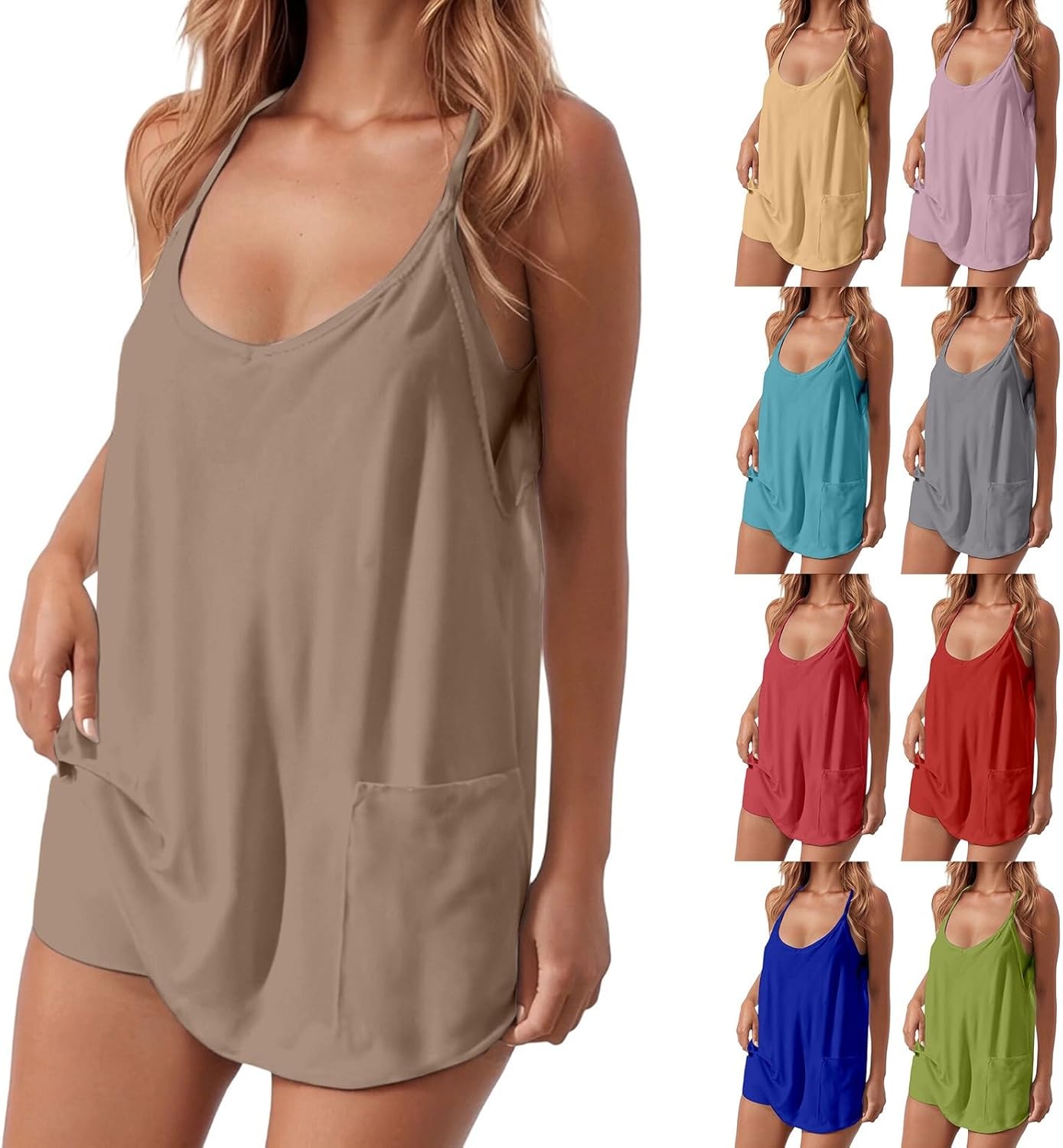 Women Athletic Dress Summer Tennis Workout Mini Romper Dress with Built in Tachable Beach Shorts Outfits