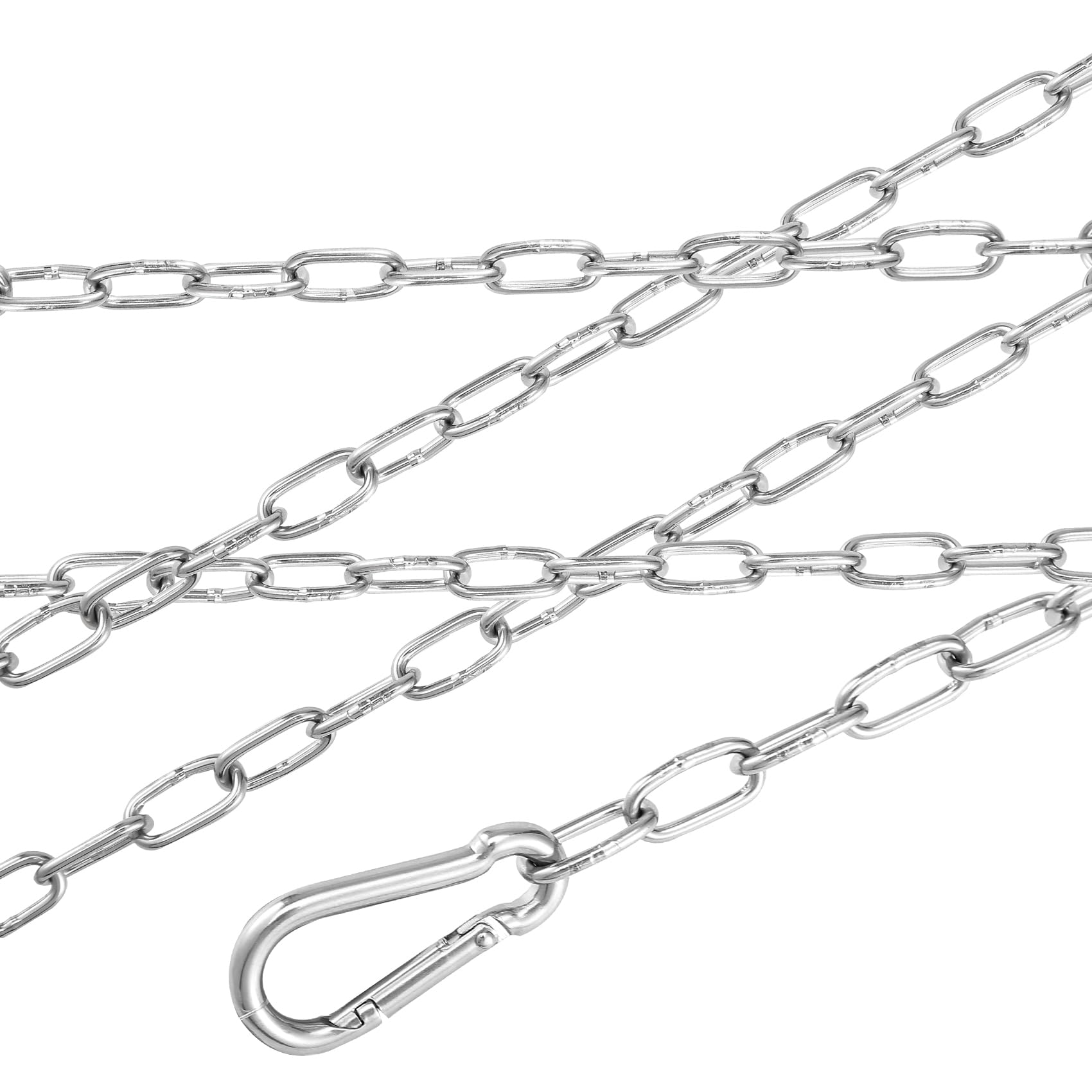 Catena in acciaio inossidabile 304, 5 metri con 2 moschettoni – Maglie da 17 mm, spessore 2 mm, larghezza 9 mm per recinzioni, gabbie per cani, progetti fai-da-te e sicurezza esterna