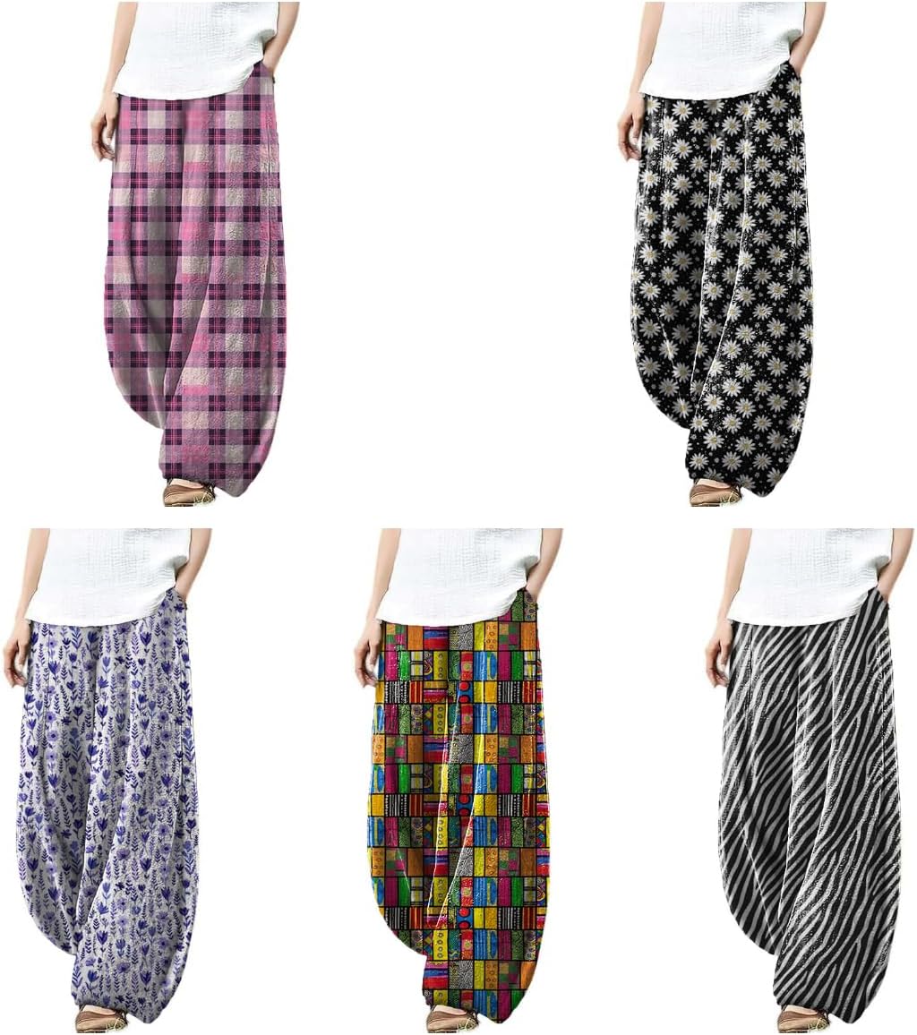 Womens Beach Pants Comfy Lightweight Wide Leg with Pockets Vacation Pants Summer Beach Fashion Pants for Women - Image 4