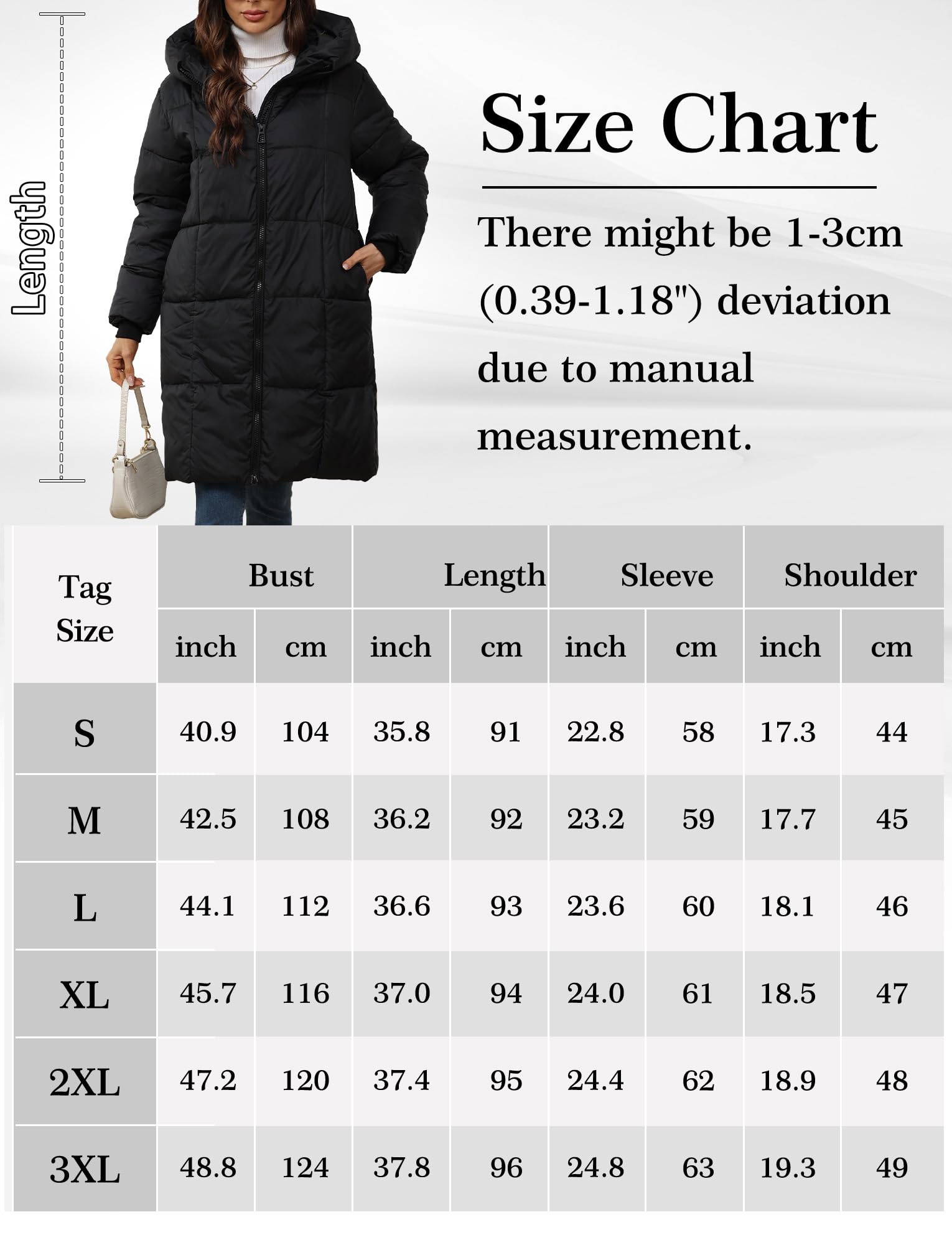 Maeau - Doudoune Longue à Capuche Femmes Hiver Fermeture Éclair Manteau Chaud en Duvet Matelassé Veste Rembourrée Parka Long Casual S-3XL