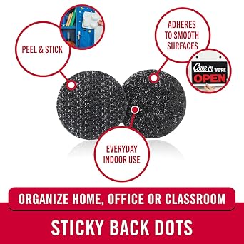 VELCRO Brand Sticky Back Coins, Black, 5/8 in, 15 Count