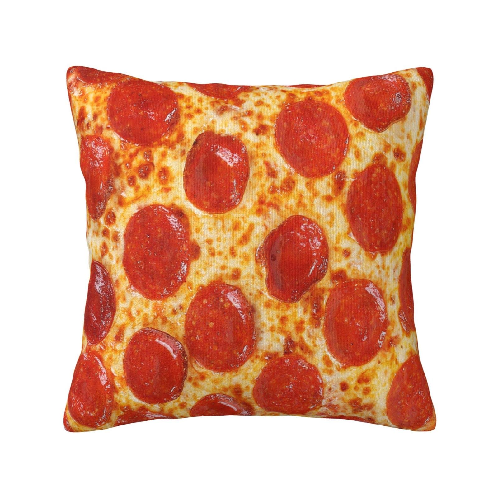JanleapThrow Pillow Cover Original Pepperoni Pizza Decorative Pillows Case  Delicious Italian Pizza Throw Pillowcase Cushion Cover for Home Couch Bed
