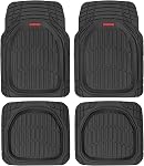 Motor Trend MT-921-BK FlexTough Tortoise - Heavy Duty Rubber Floor Mats for Car SUV Van/Truck - All Weather Protection