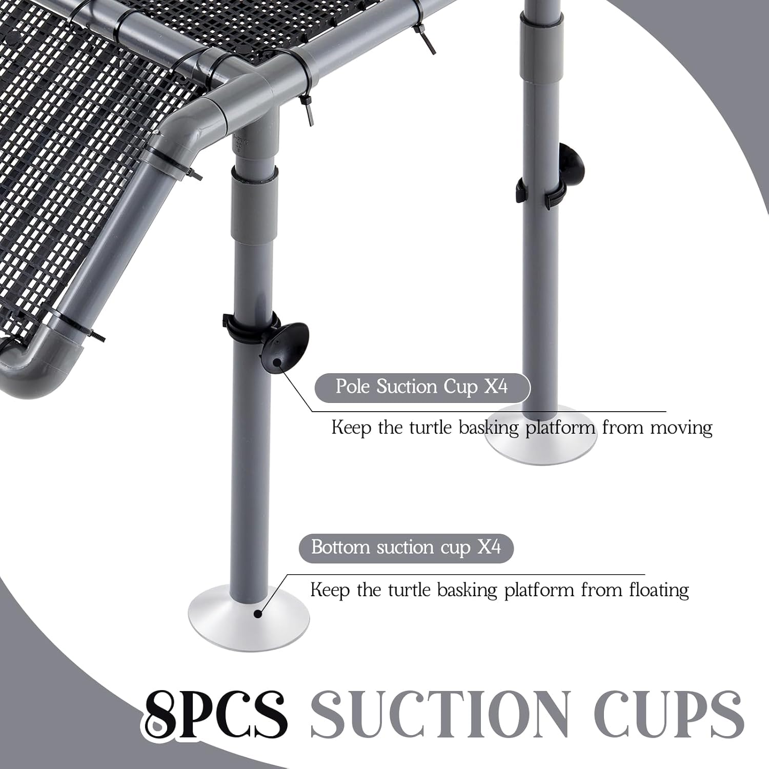 Geelin 13" Wider Turtle Basking Platform, Extra Large Standing Turtle Basking Platform, DIY Resting Area for Aquarium Tank, PVC Pipes and Eggcrate Suction Cups