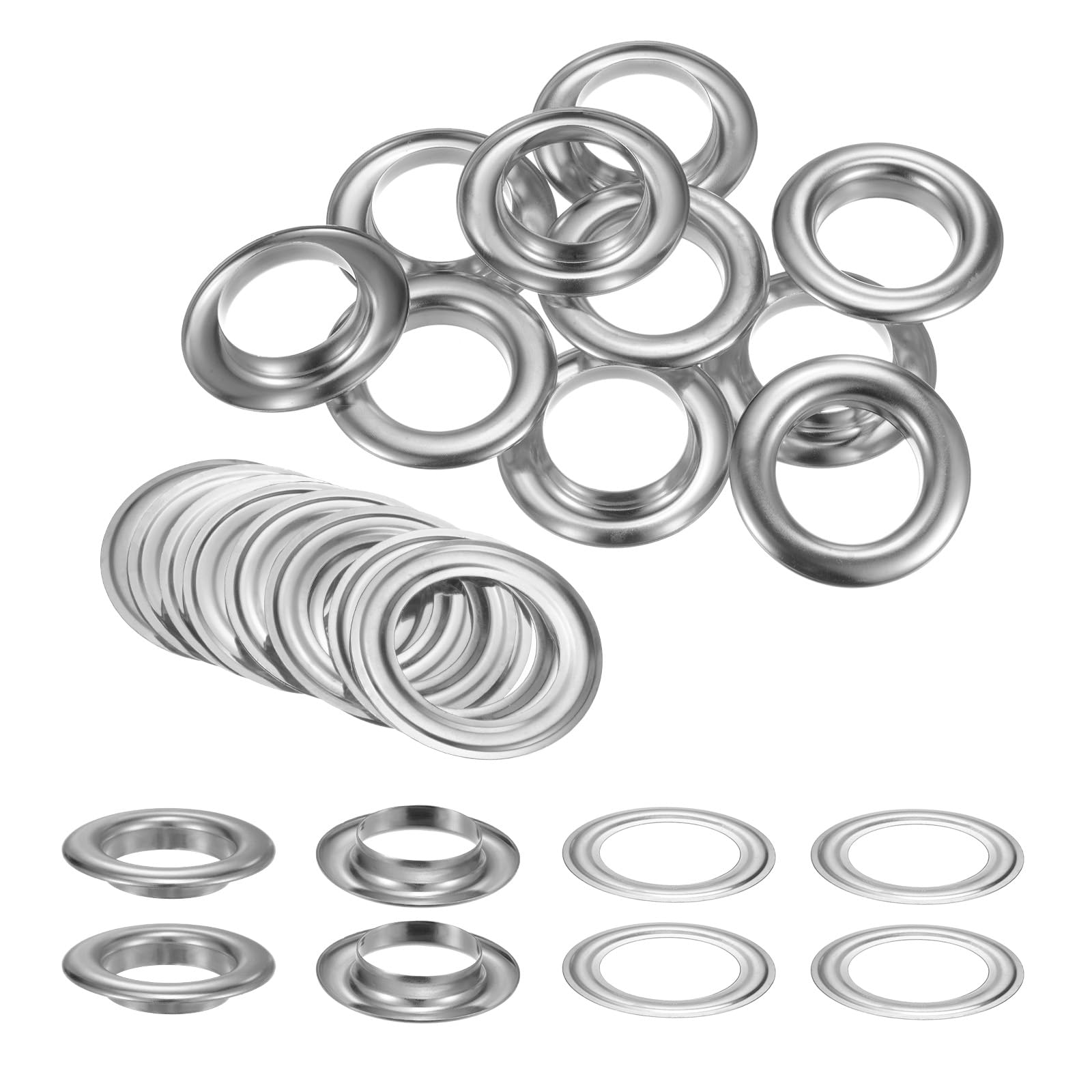 QUARKZMAN 10 Sets of Eyelets with Washers 30mm Copper Metal Eyelets Kit for Fabrics Curtains Leather Belts Shoes Bags DIY Silver Tone