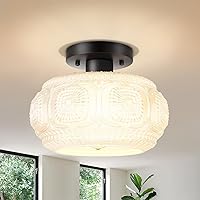 Vista 22 de Lámpara de techo semiempotrada, lámpara de techo de vidrio de globo, iluminación moderna dorada para pasillo, porche, pasillo, cocina, dormitorio