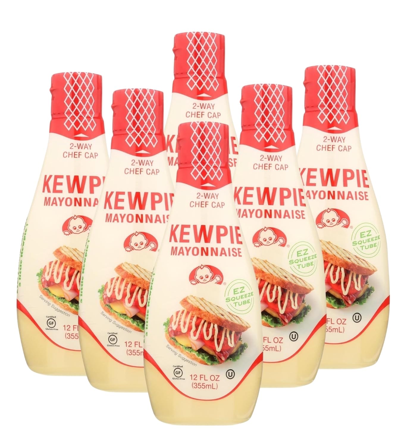 Mayonnaise Sqz – 12 oz (Pack of 6) – Japanese Style Mayo for Sushi, Sandwiches & Everyday Meals – Egg Yolk Richness & Tangy Vinegar – Original – Squeeze Bottle Condiment