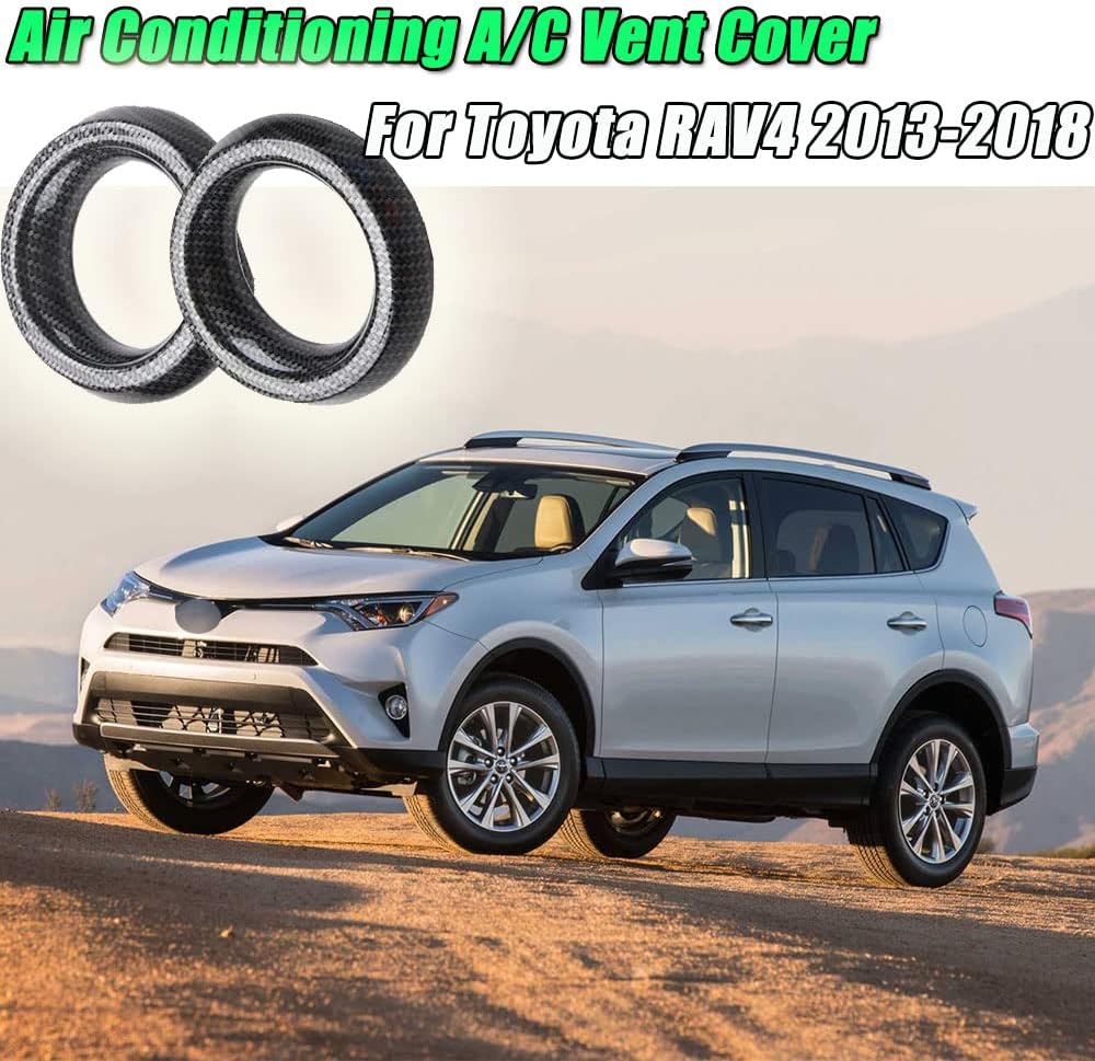 BOYUER 2PCS for Toyota RAV4 2013-2018 ABS Center Console Screen Dash Board Side Air Conditioning A/C Vent Panel Frame Interior Decoration Trim Accessories (Carbon Fiber)