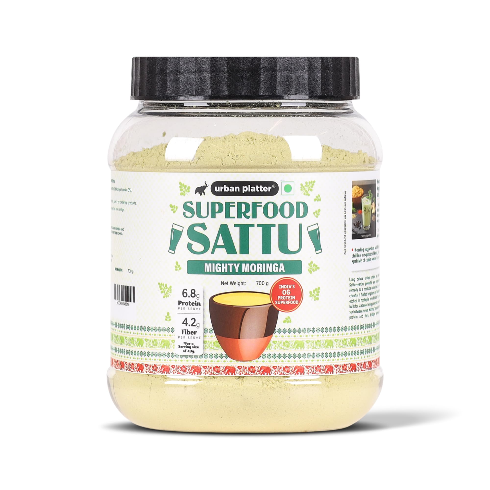 Urban Platter Moringa Superfood Sattu, 700g (High Protein & Fibre | Natural Coolant | Mid-Meal Drink | Traditional Plant Protein)-image-45