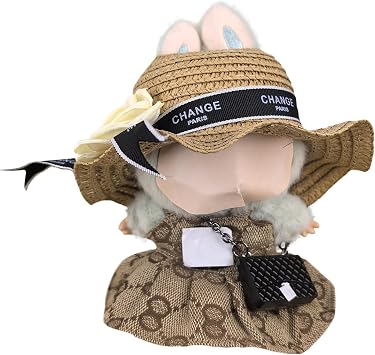 Brown Outfit Set for 14 - 17cm La Booboo | 3 - Piece Dolls Clothing & Accessories Straw Hat, Brown Dress, Black Bag No Doll