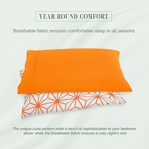 Miniatura 6 de Elegant Comfort Juego de sábanas suave de lujo de 6 piezas con patrón geométrico de cubos, 1500 hilos, microfibra de alta calidad, resistente a las