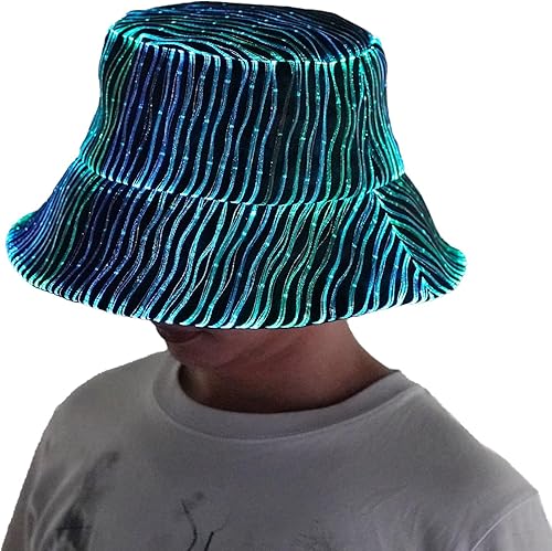 Sombrero iluminado Rave Bucket Hat 7 colores intermitente resplandor LED sombrero neón loco sombreros para festival equipo para fiesta sombreros