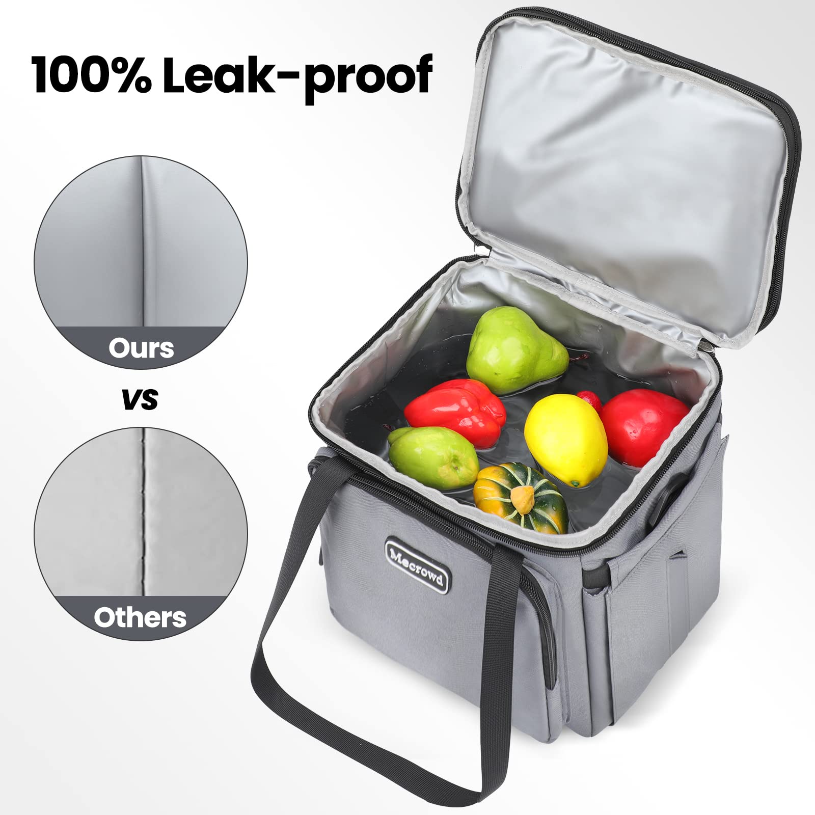 Parti Fish Borsa Frigo Borsa Termica Porta Pranzo per Donne 16,8L Grande Capacità Tote Spalla Impermeabile A prova di Perdite Morbida Cooler Shopping Lavoro Viaggio Picnic Cibo Lunch Box Bags, Nero
