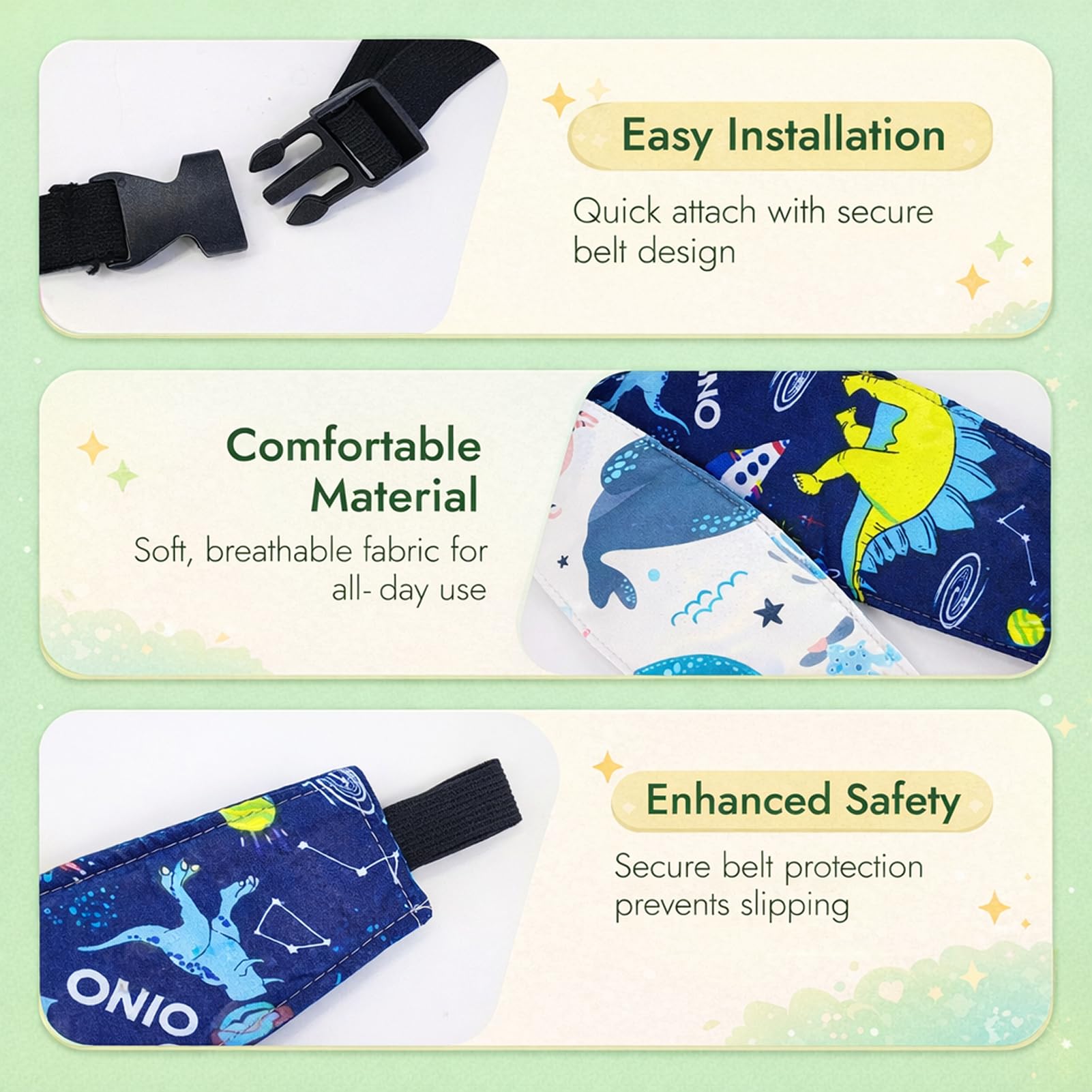 2 Stück Kinder Kopfstütze, weiches Kopfband für bequemes Schlafen unterwegs, verstellbare Komfortstütze für Kinderwagen und Reise, mit Stirnpolster - 5