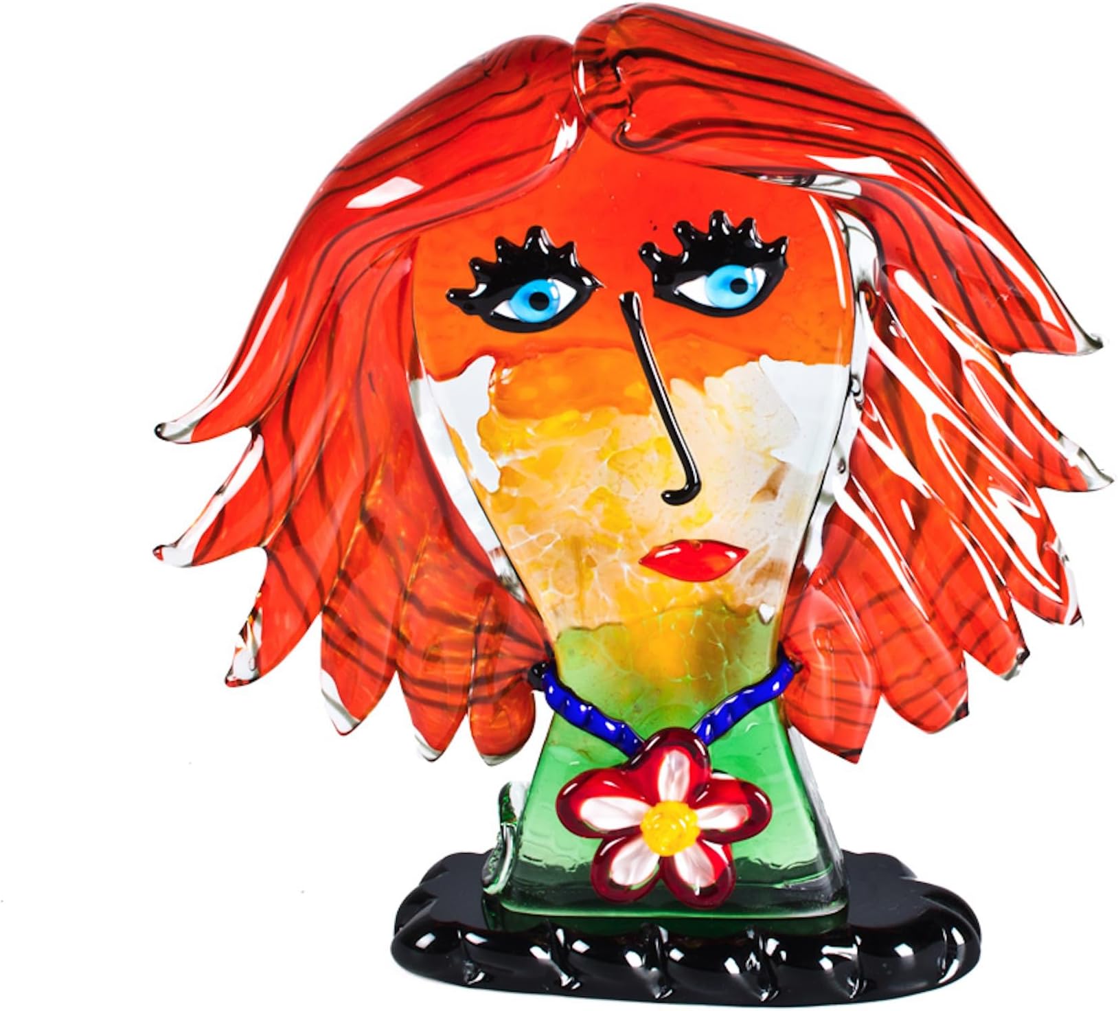 YourMurano - Murano Glass Sculture of a Female Face, Picasso Art Inspired Glass Art, Trademark of Origin