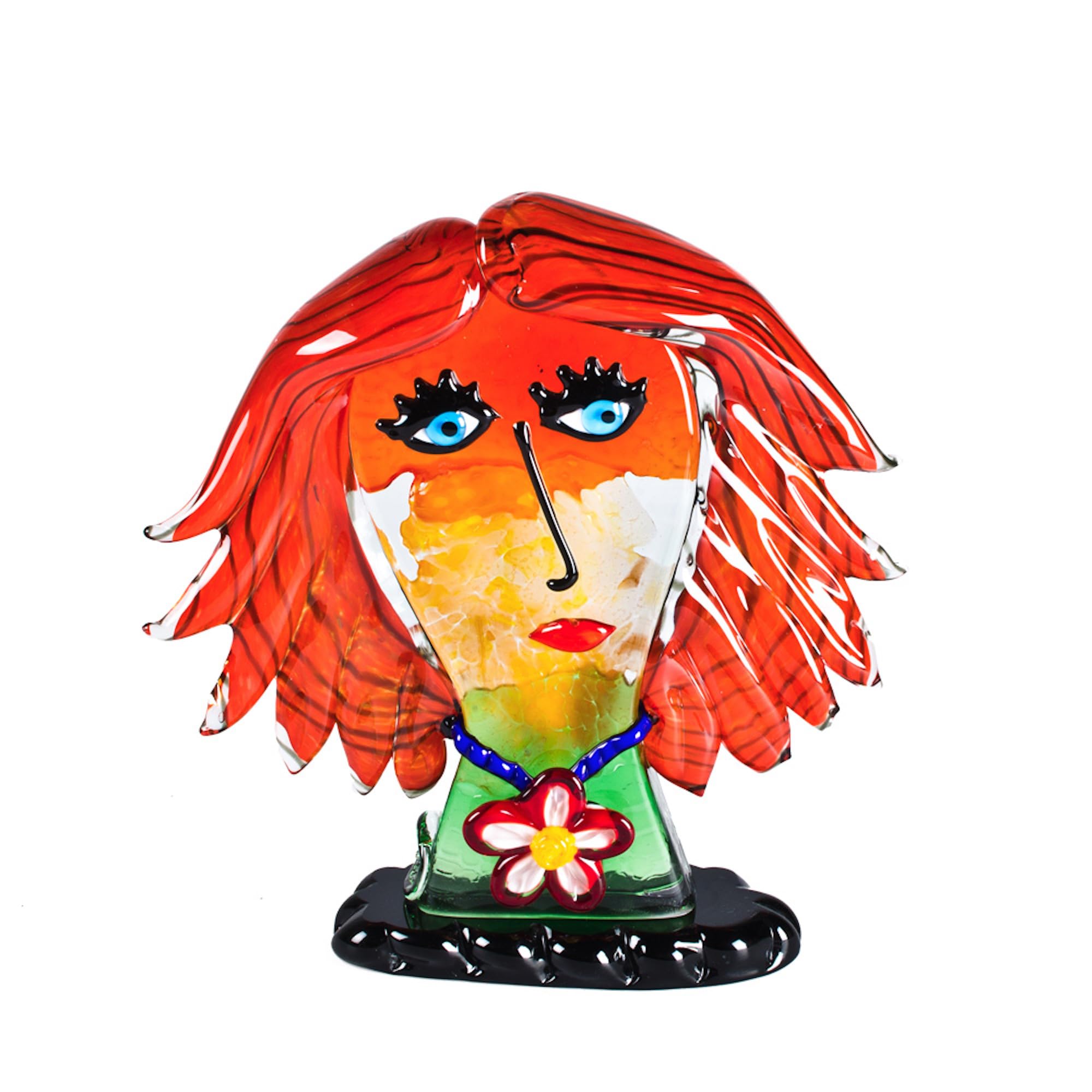 YourMurano - Murano Glass Sculture of a Female Face, Picasso Art Inspired Glass Art, Trademark of Origin