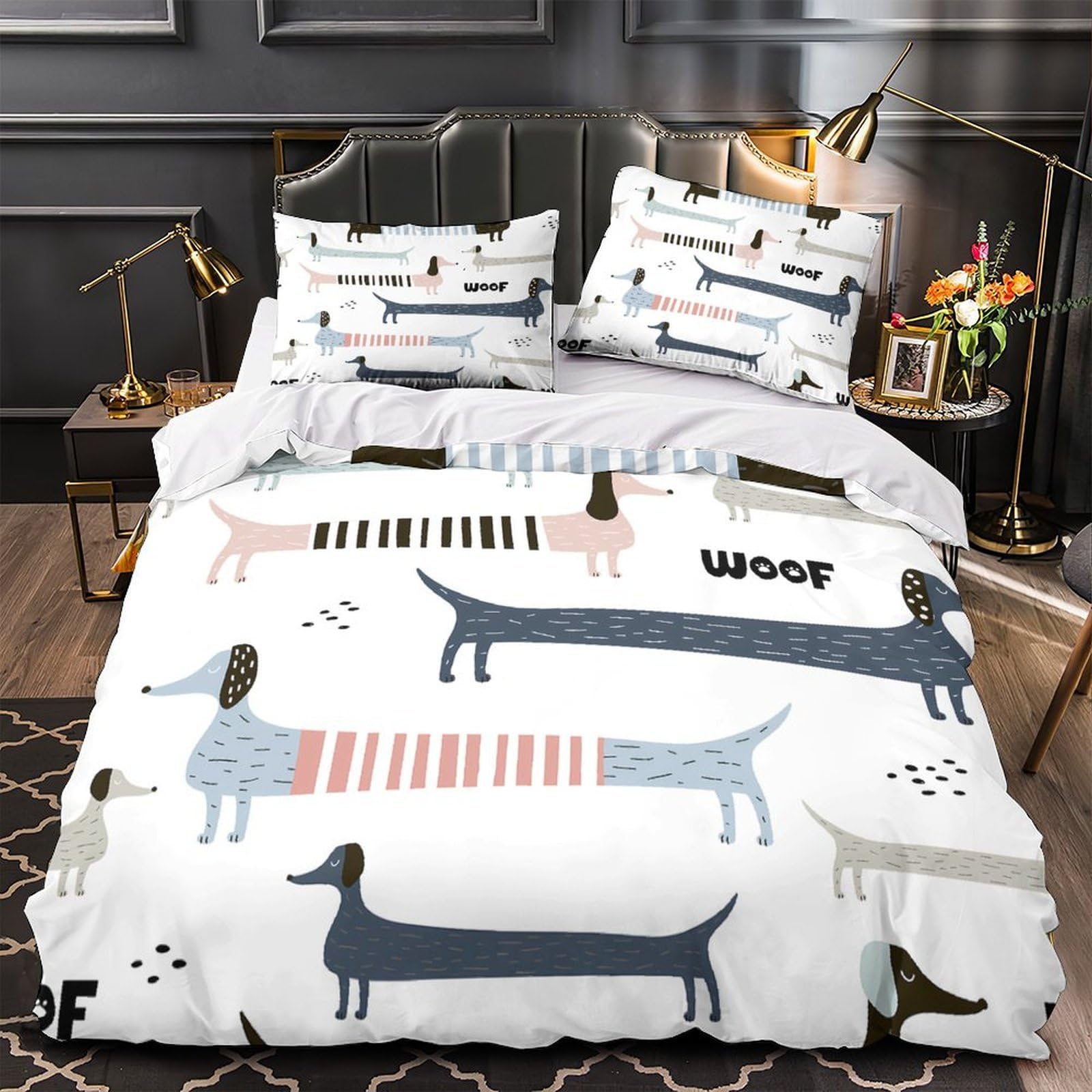 Parure de lit chiot blanc ultra douce en microfibre premium