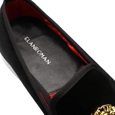 ELANROMAN Men's Velvet Loafers Dress Fashion Wedding Party Prom Shoes