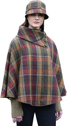Mucros Weavers Irish Tweed Poncho for Women Made in Ireland 100% Irish Wool - One Size