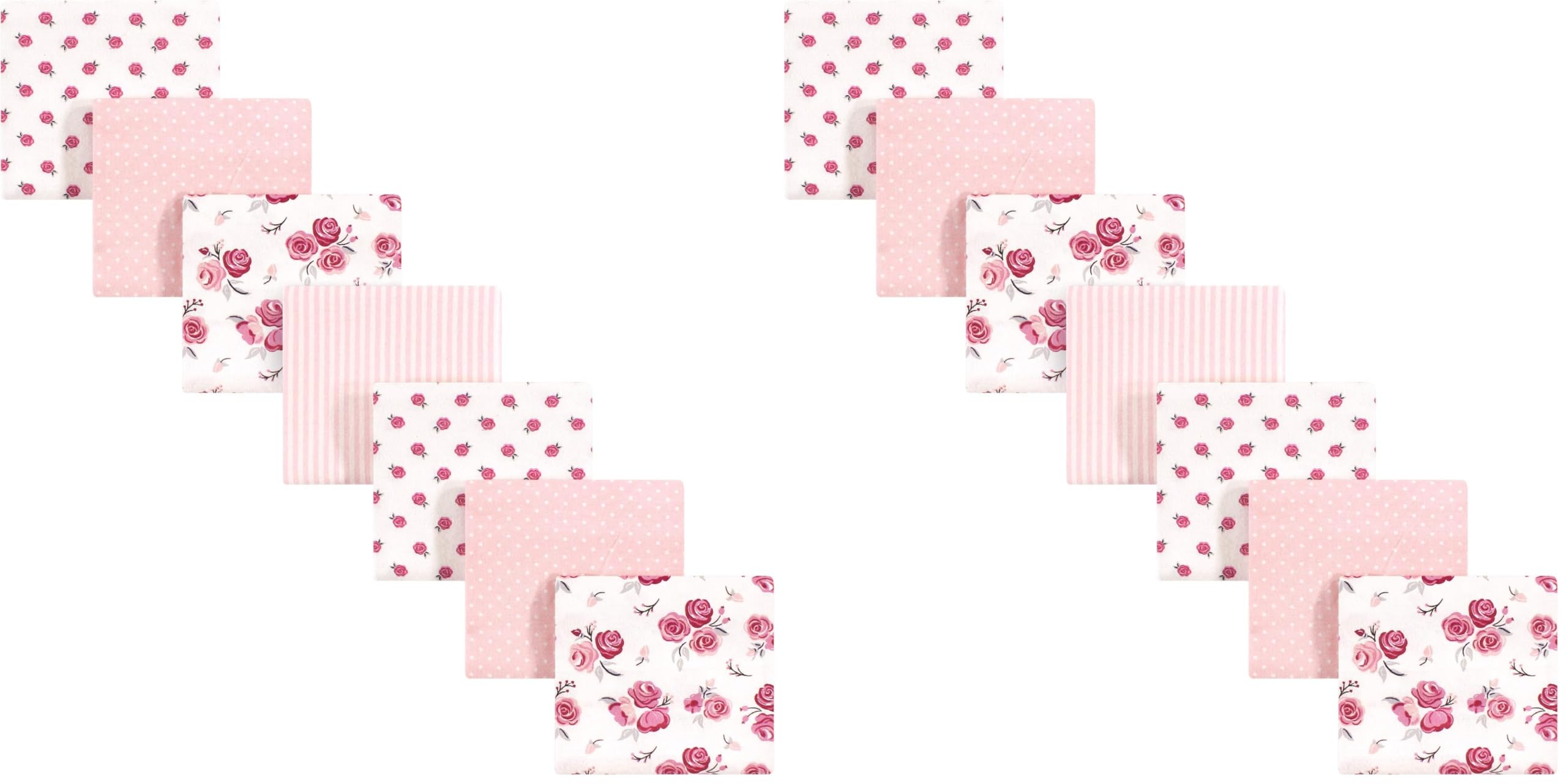Hudson Baby Unisex Baby Cotton Flannel Receiving Blankets Bundle, Cream Rose, One Size (Pack of 2)