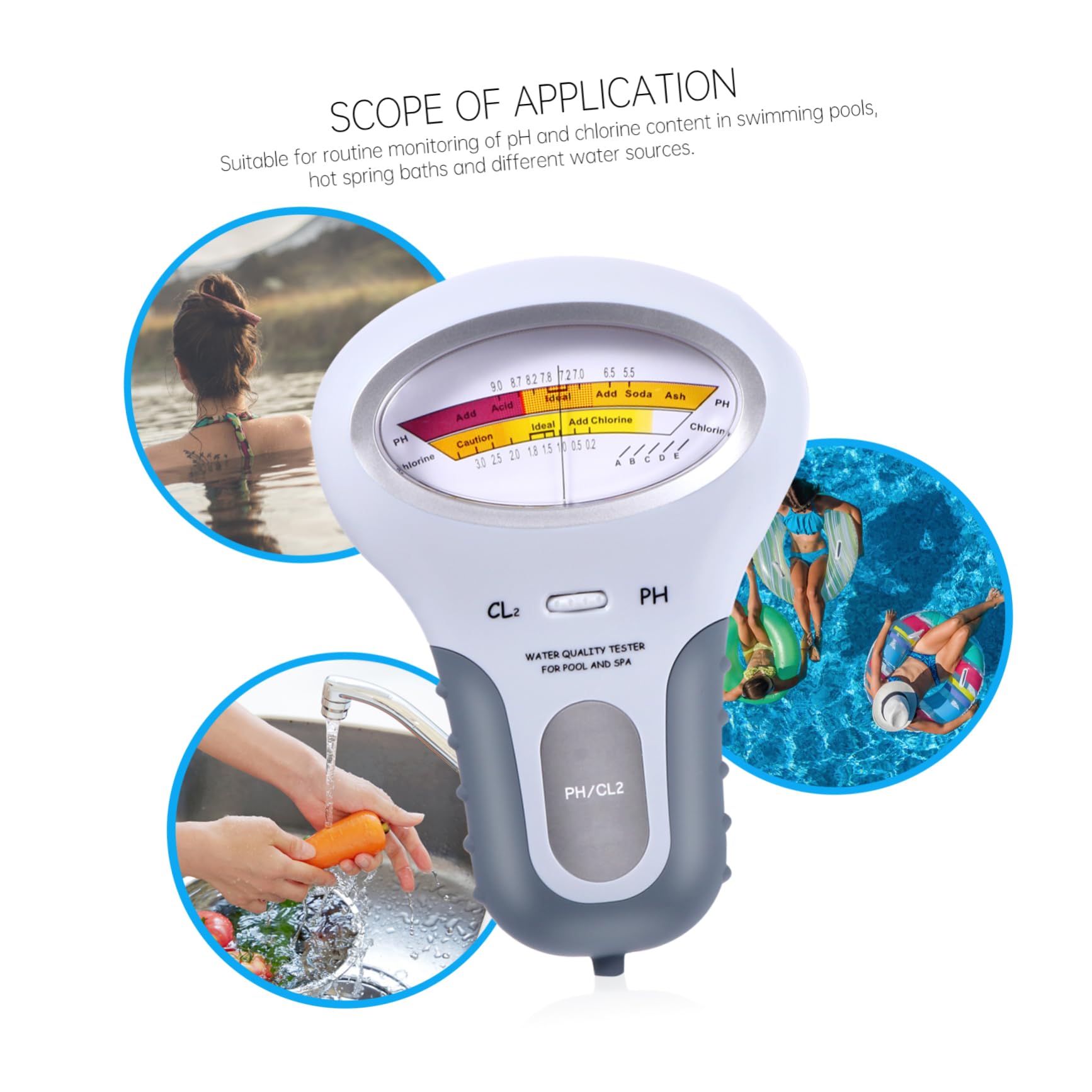 HANABASS 4stücke Ph Tester Für Schwimmbadwasser Wasserqualitätsmessgerät Für Pools Und Spas Große Anzeige Für Einfache Ablesung Langlebig Und Benutzerfreundlich