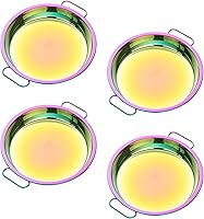 Vista 8 de SS 304 Rainbow - Juego de platos llanos de 2 piezas de acero inoxidable 18/10 de 9 pulgadas, platos reutilizables para hornear, bandeja de cocina