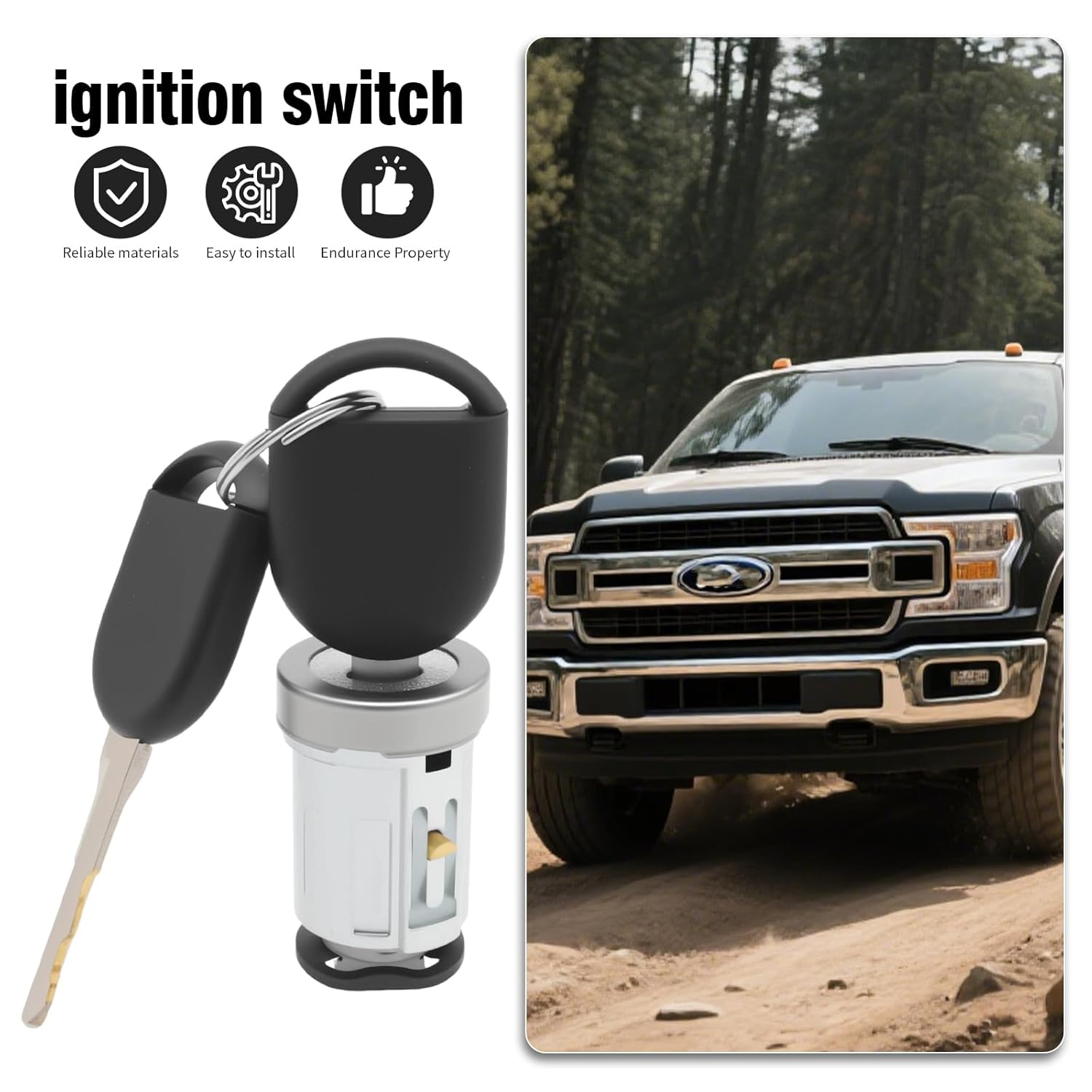 924-717 Ignition Switch Lock Cylinder with 2 Transponder Chip Keys, Replacement for Ford Series 150 250 350 Focus 2006-2011, Replacement for Lincoln Aviator, Replaces 4L3Z11582BB C-42-197