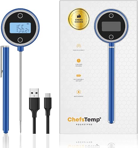 Pocket Pro - Termómetro de lectura instantánea para carne de 1 segundo, termómetro digital recargable para asar a la parrilla, alimentos, barbacoa,