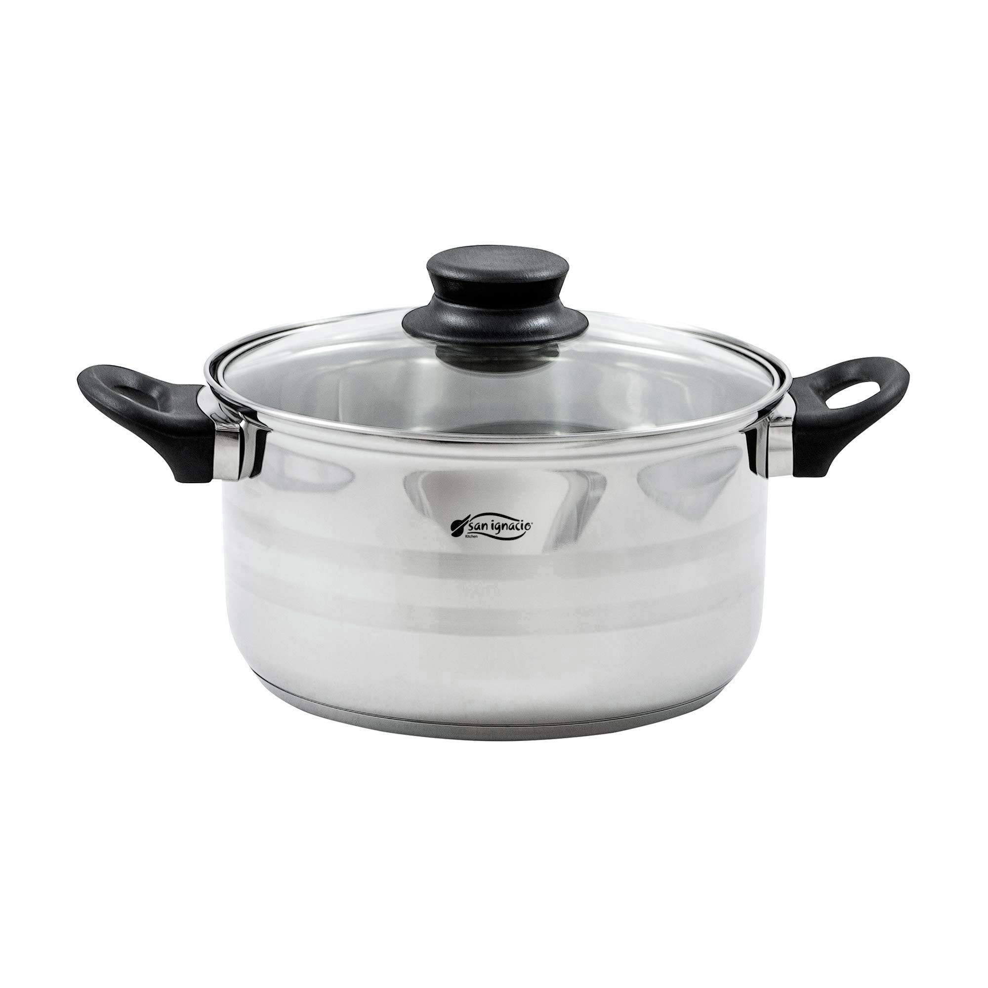 San Ignacio PK329 Set Juego de Tres sartenes + Batería de Cocina 5 Piezas, Cromado