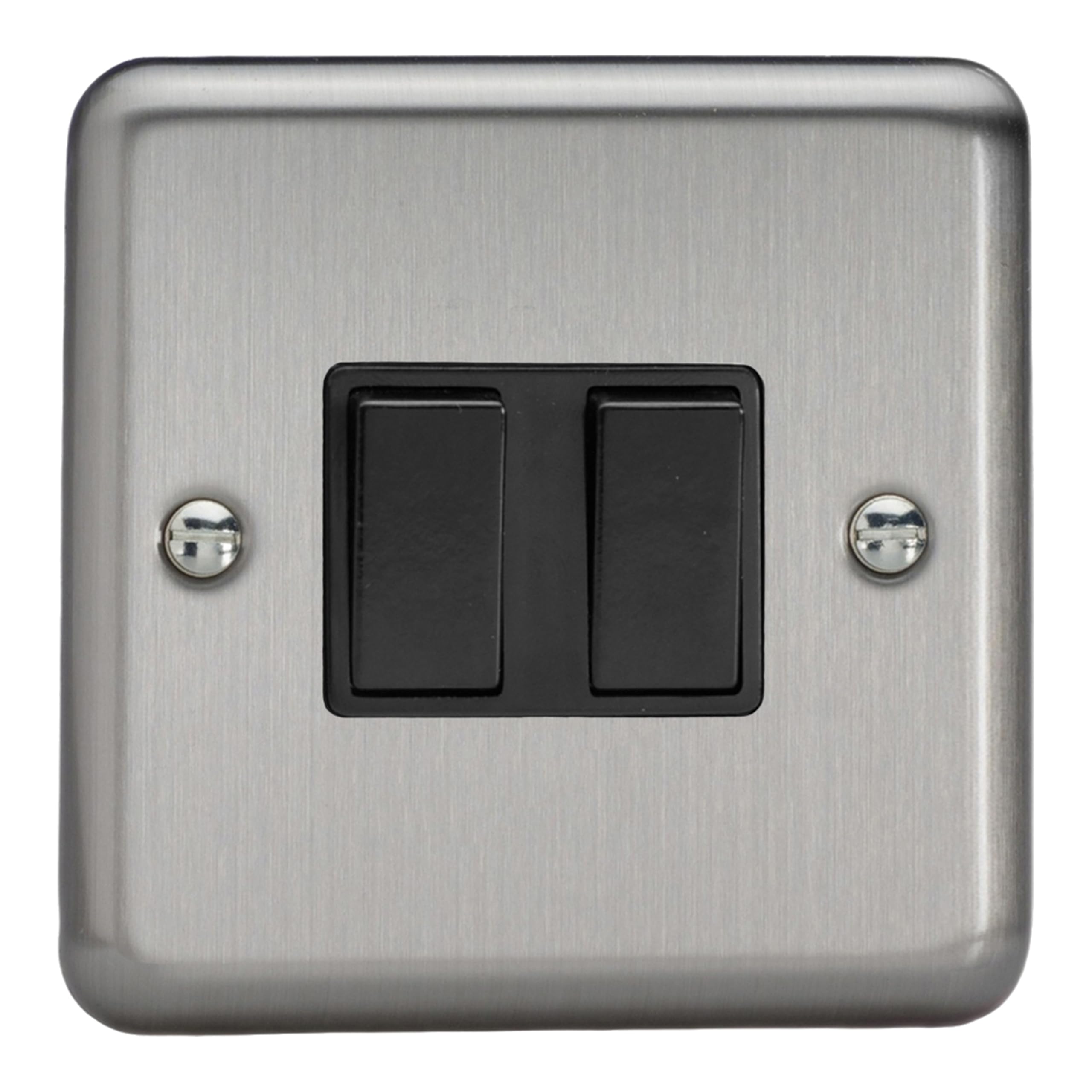 Varilight - 2G 1 or 2W 10A Switch Matt Chrome - XS2B, 86x86x25mm