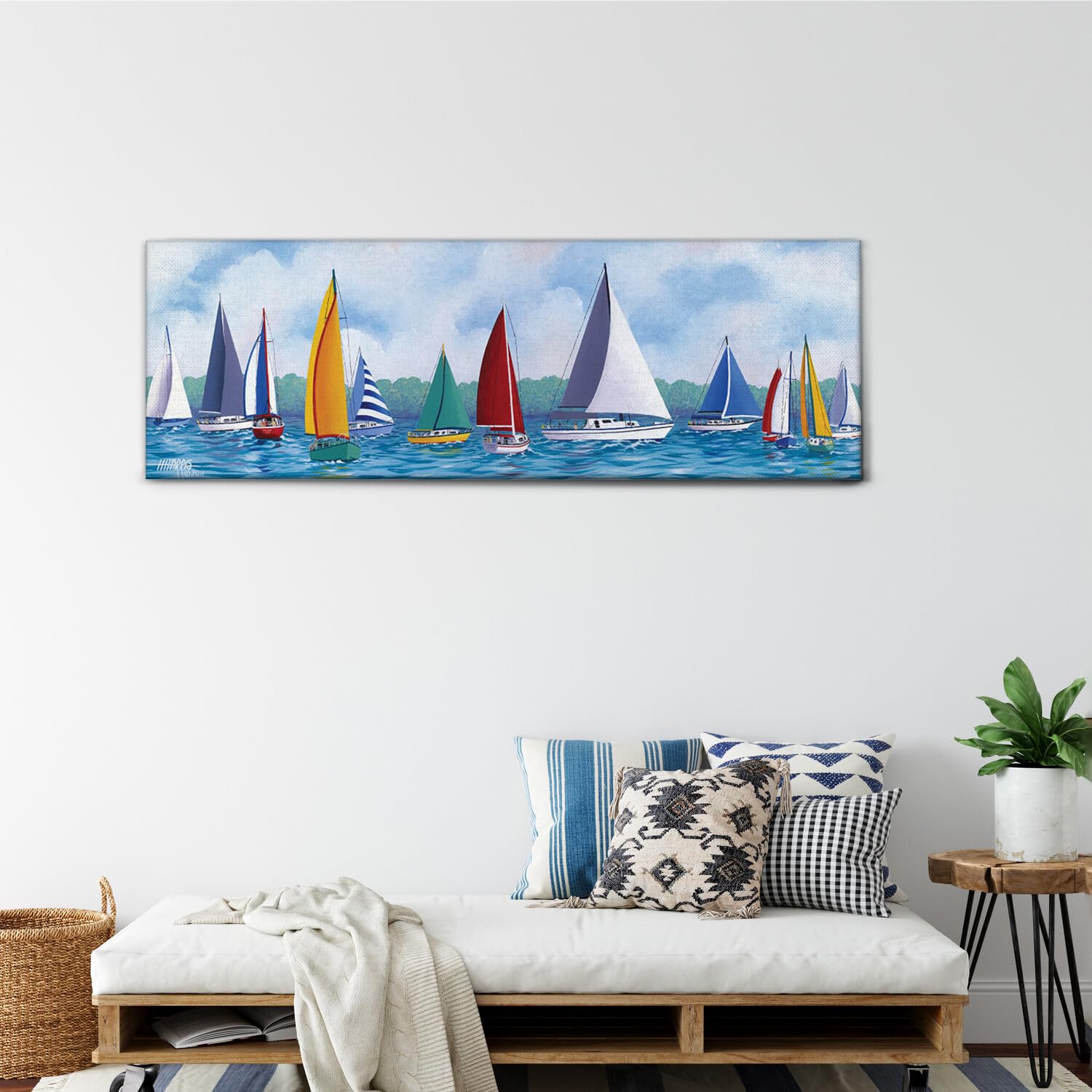 Giallobus - Quadro - Hugh Harris - Festa della barca a vela - Tela Canvas Telaio Standard - 150x50 - Pronto da appendere - Quadri moderni per la casa