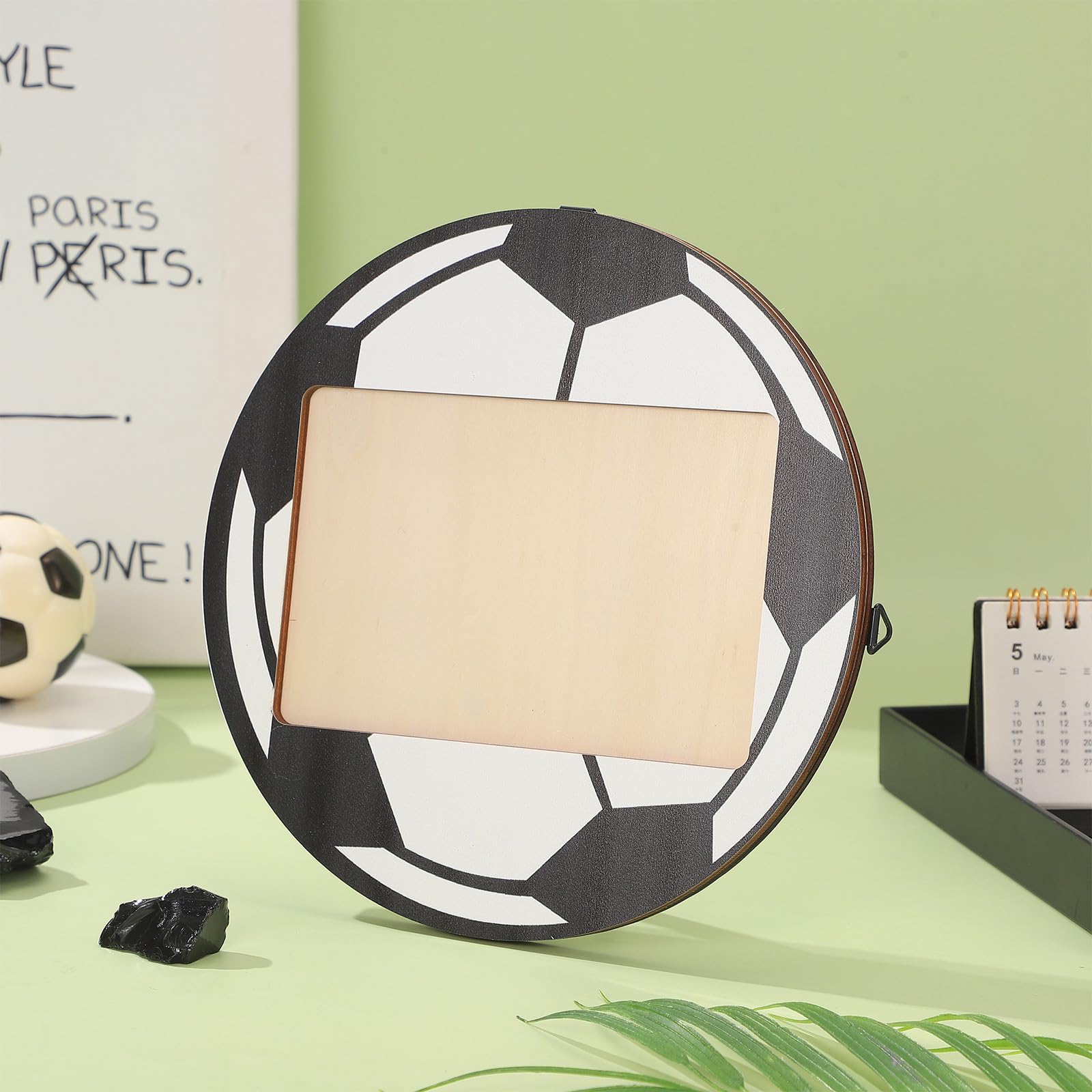 Beavorty 6 Piezas Marco de Fotos de Fútbol de Madera Rústica 6x4 Pulgadas con Soporte para Exhibición en Mesa, Decoración Versátil para Fiesta Temática Deportiva y Oficina en Casa