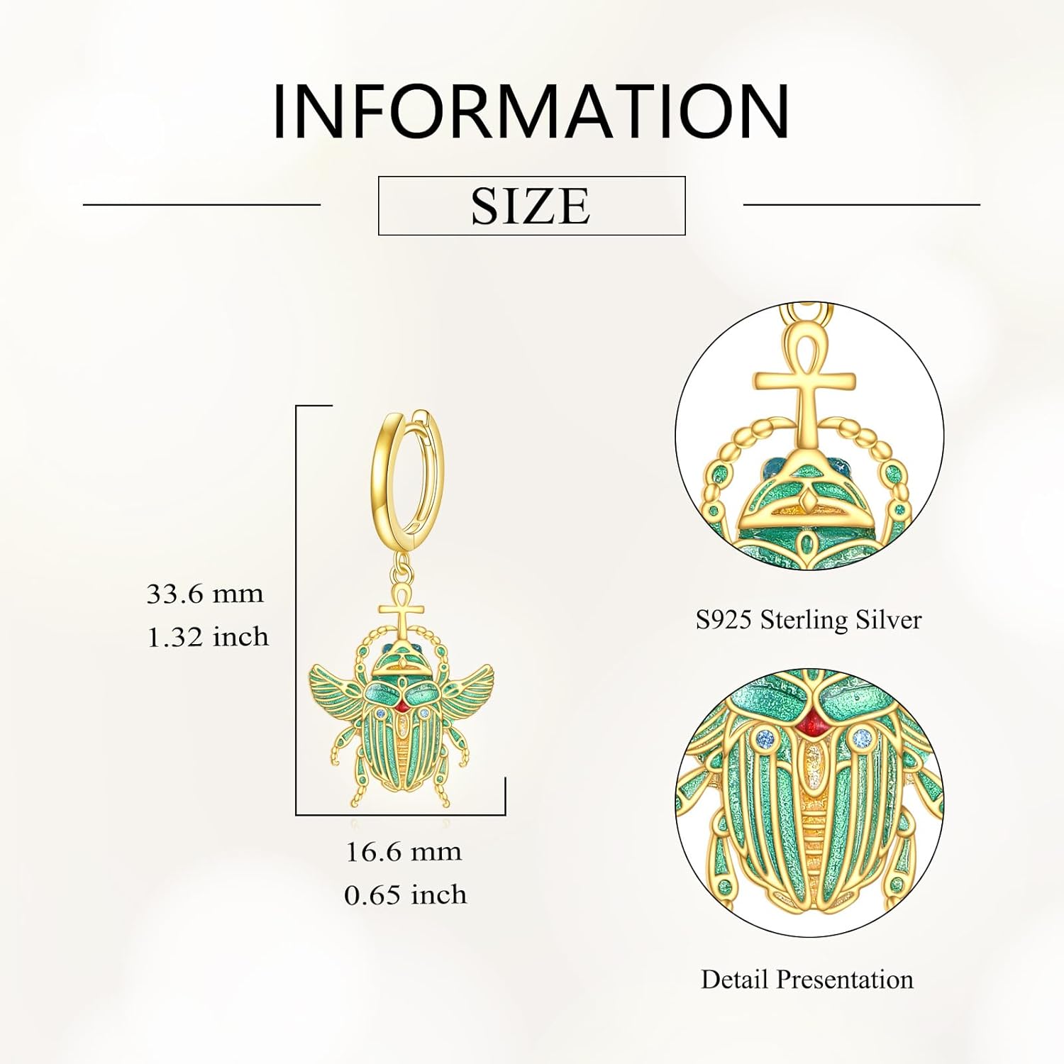 Scarab Jewelry S925 Sterling Silver Scarab Beetle Egyptian Jewelry Gifts for Women Men