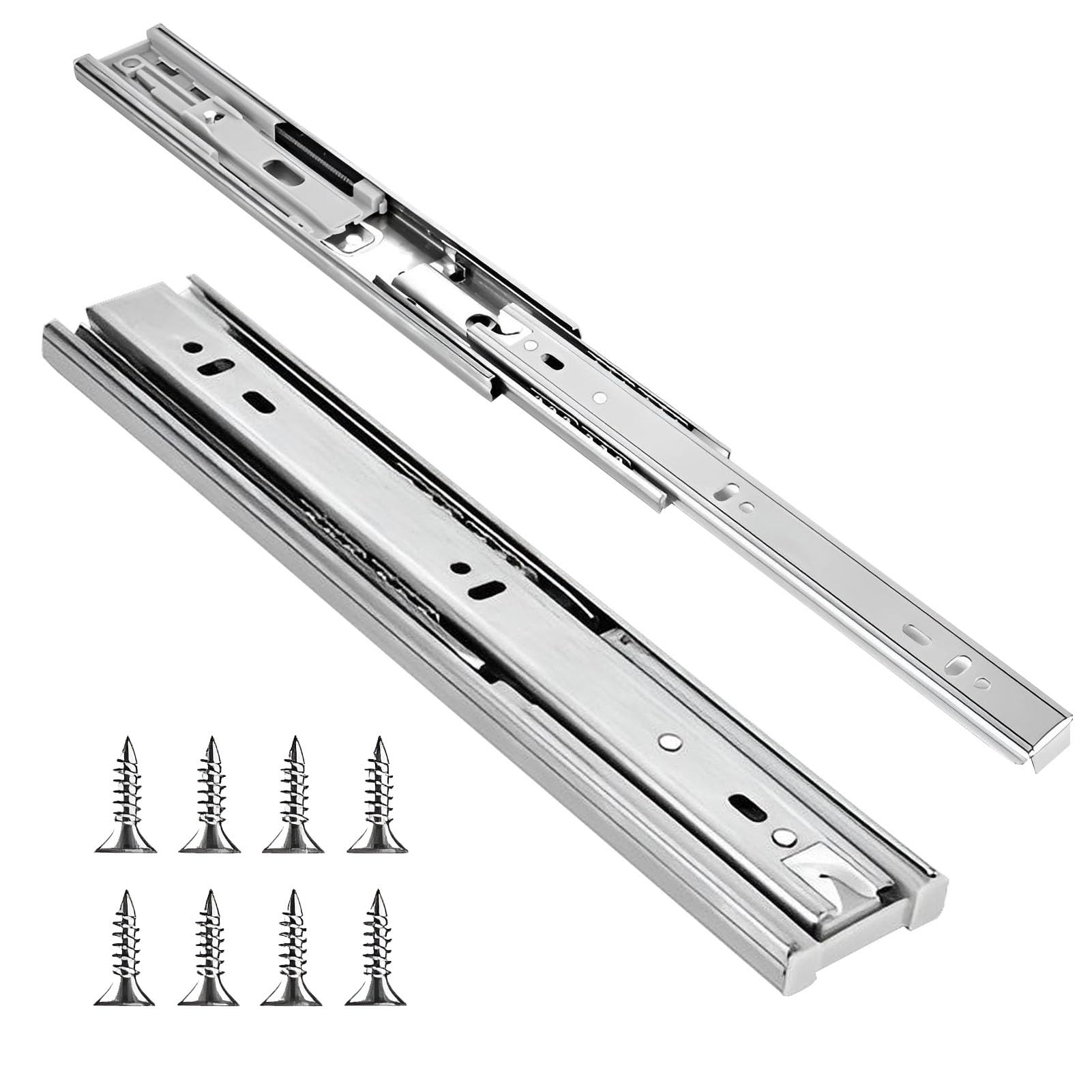 1 Coppia Guide ad Chiusura Morbida, Estensione Completa con Cuscinetti a Sfere, Portata Massima 50kg, Montaggio Laterale for Mobili da Cucina Armadi Toilette(500mm/20in)