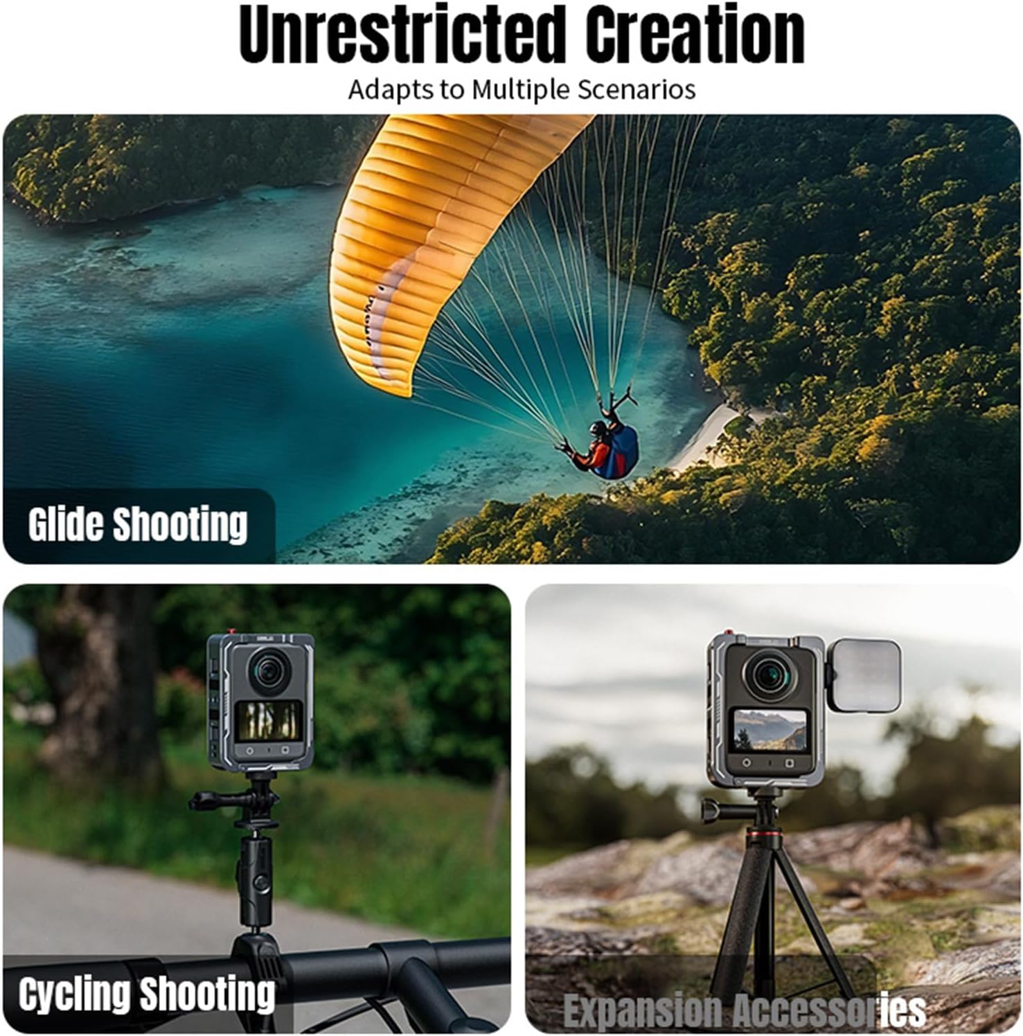 LICHIFIT Aluminum Alloy Frame Cage for DJI OSMO 360 Panoramic Camera Horizontal and Vertical Shooting Support Bezel Protective Frame Case Rabbit Cage with Multifunctional Extension Mount Interfaces